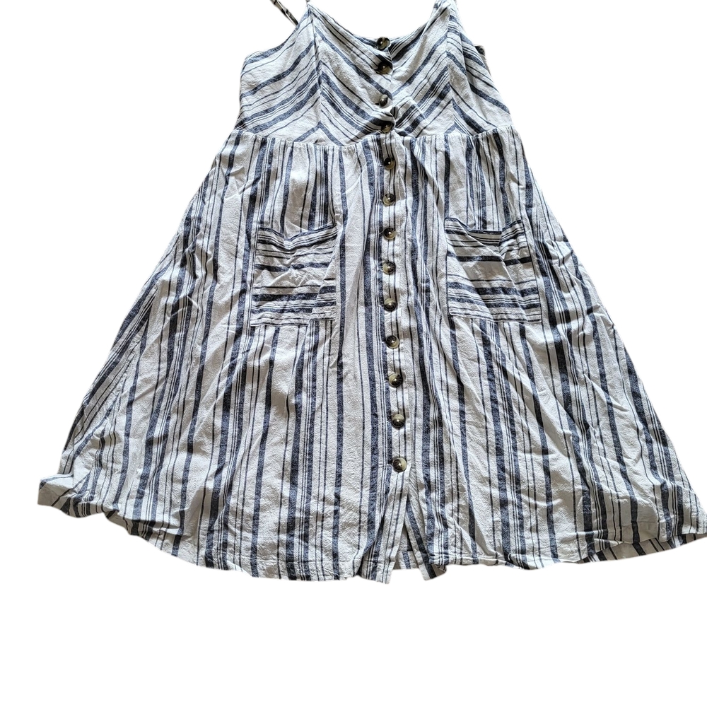 Striped Blue and White Linen Dress